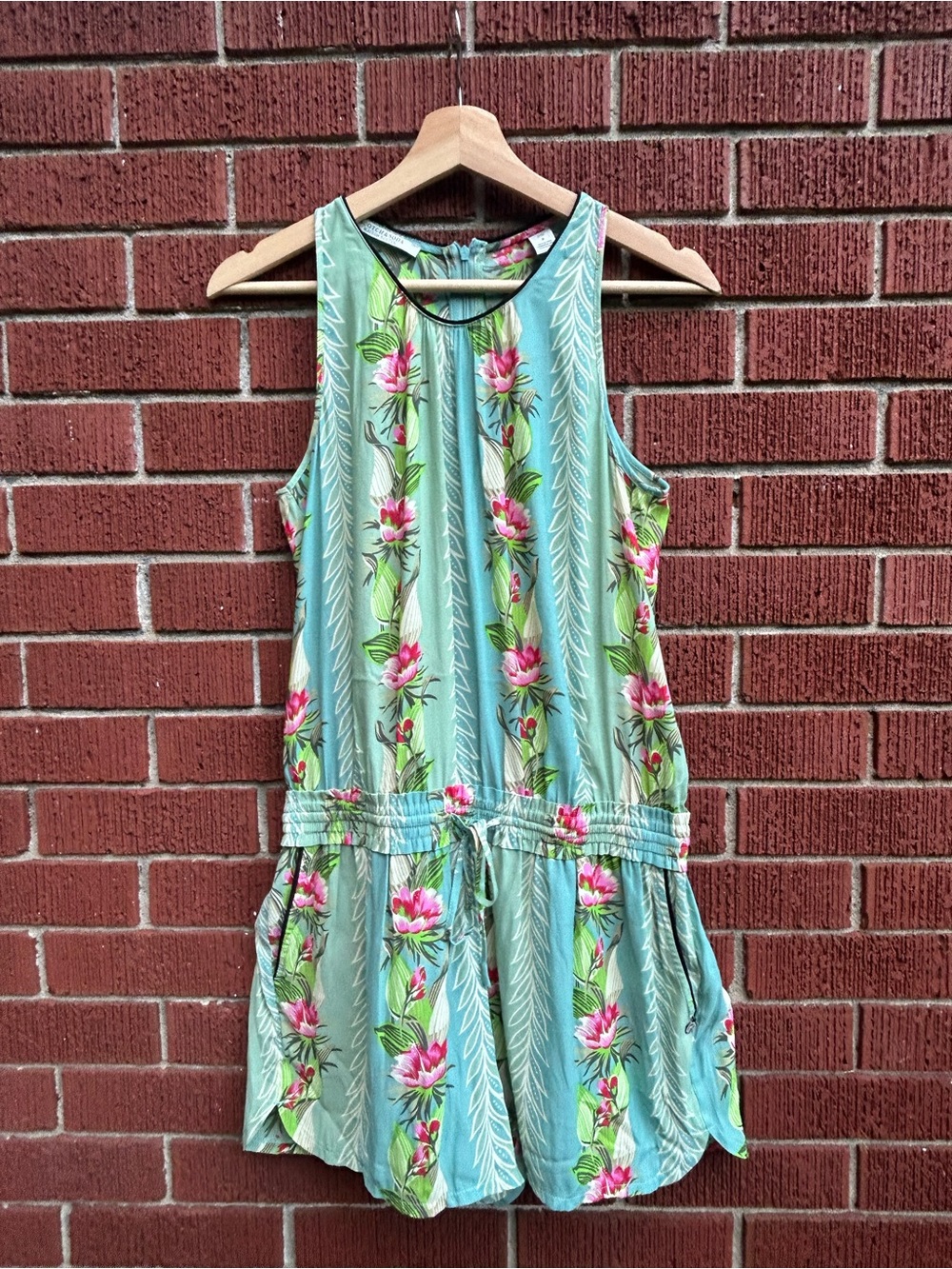 Scotch & Soda Tropical Floral Drawstring Romper Aqua Size S